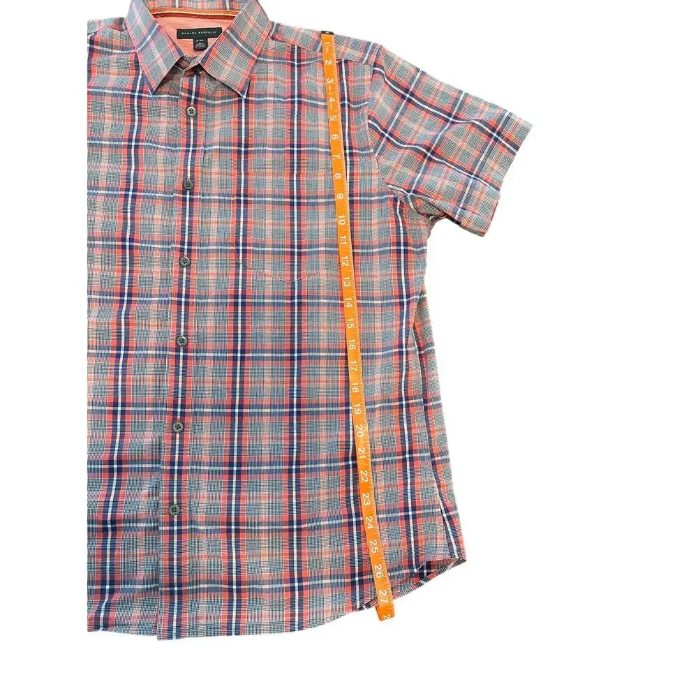 Banana‎ Republic Plaid Button Up Shirt Mens Large Red Blue Short Sleeve